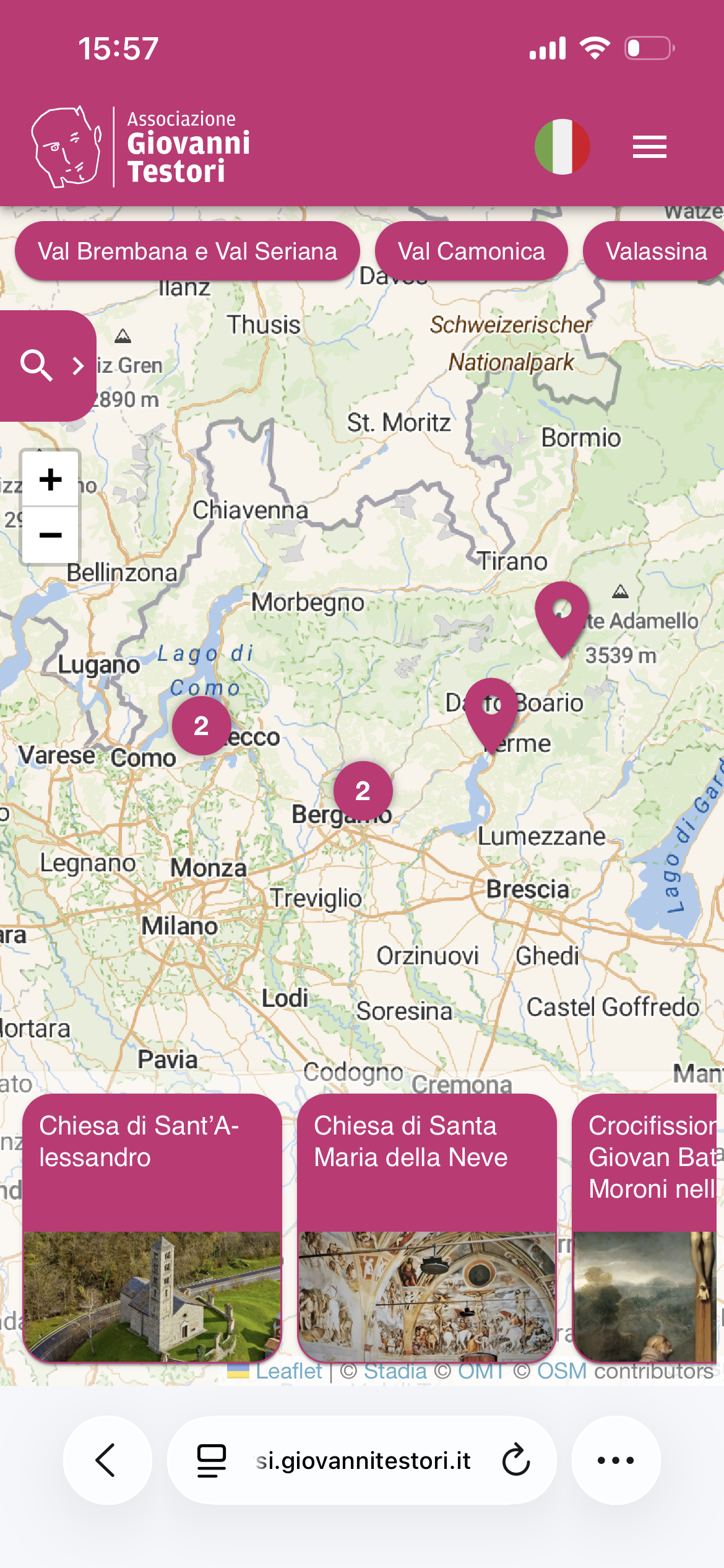 La webapp di Casa Testori: la mappa dei luoghi