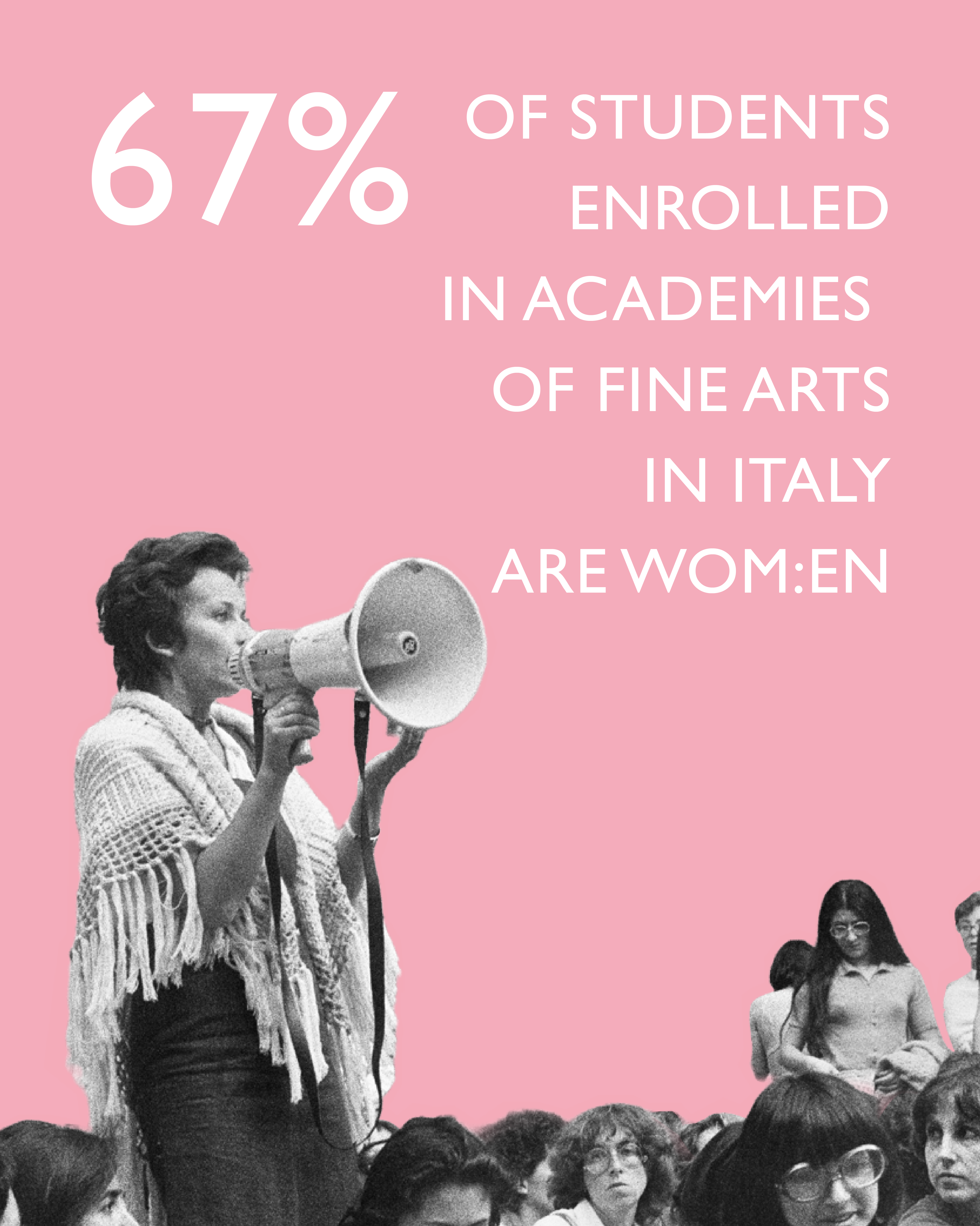 67% of students enrolled in academies of fine arts in Italy are wom:en.