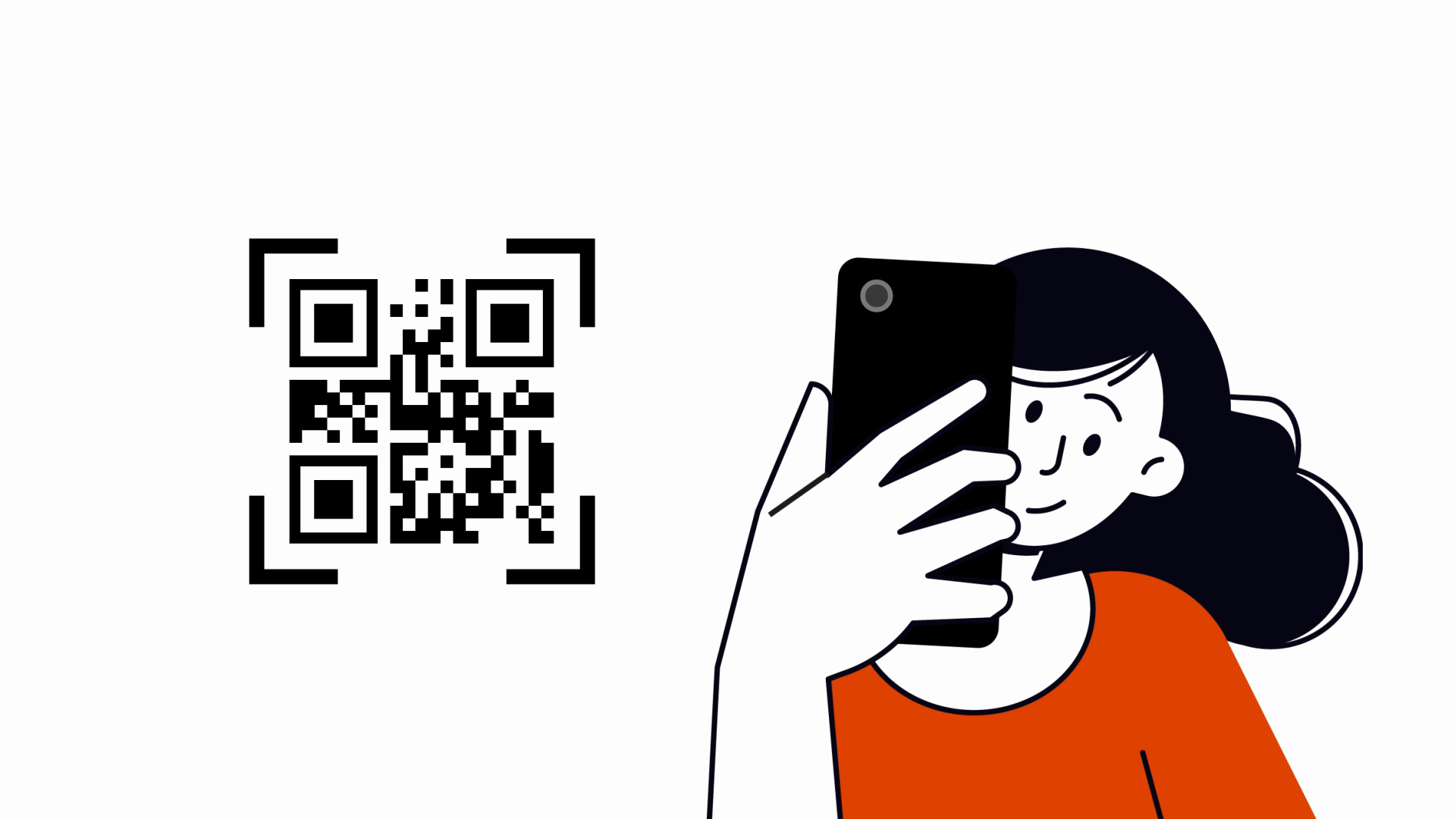 Fotogramma del video di ADI: un QR code e una ragazza che lo inquadra con il telefono