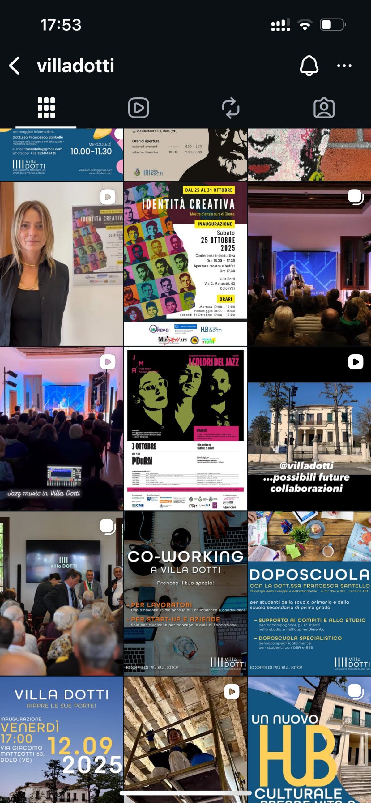 La griglia dei post del profilo Instagram