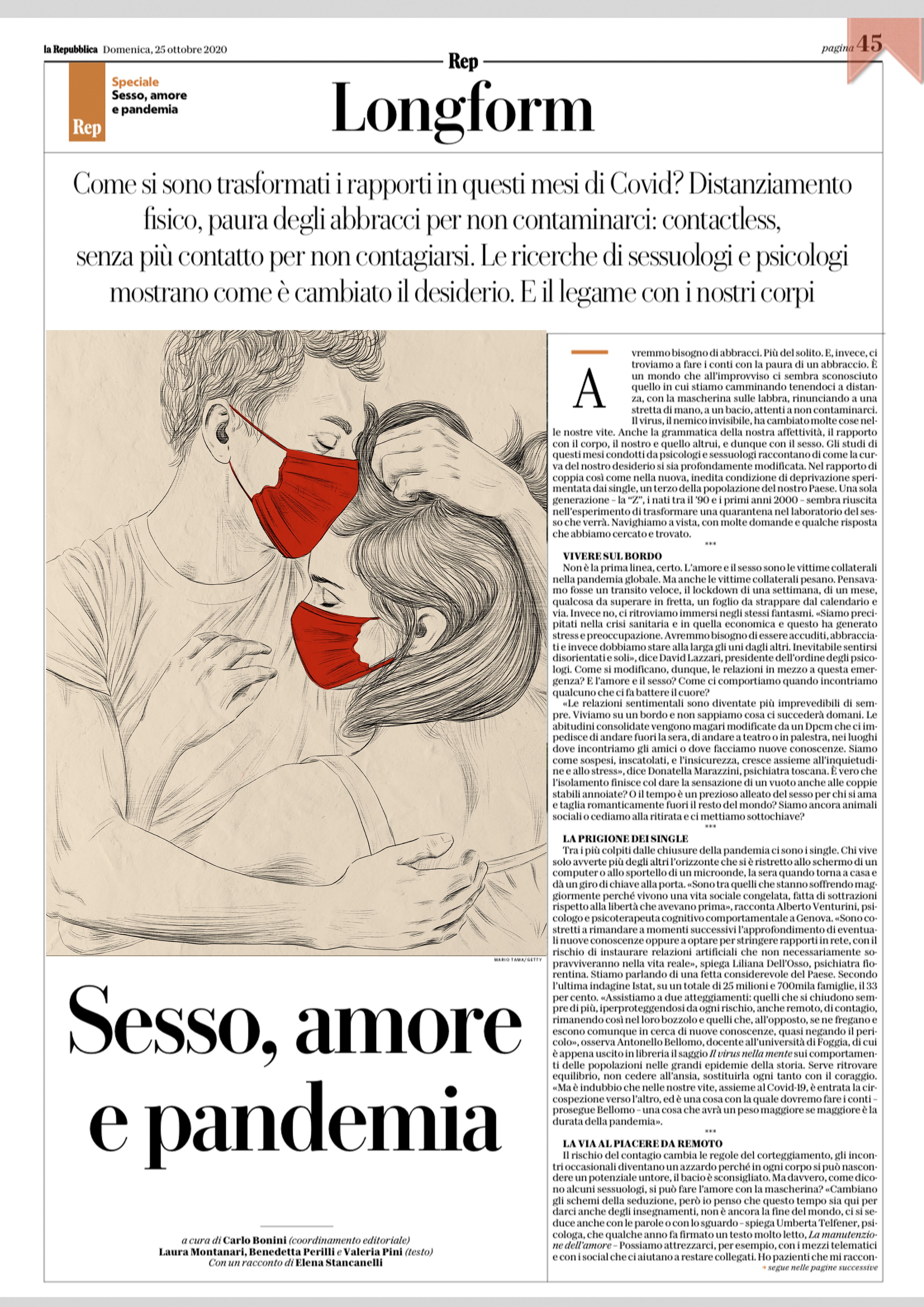 Illustrazione editoriale per l’articolo «Sesso, amore e pandemia»