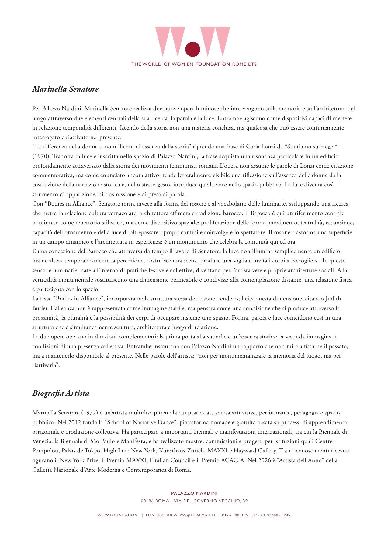 Kit di benvenuto: la biografia di Marinella Senatore