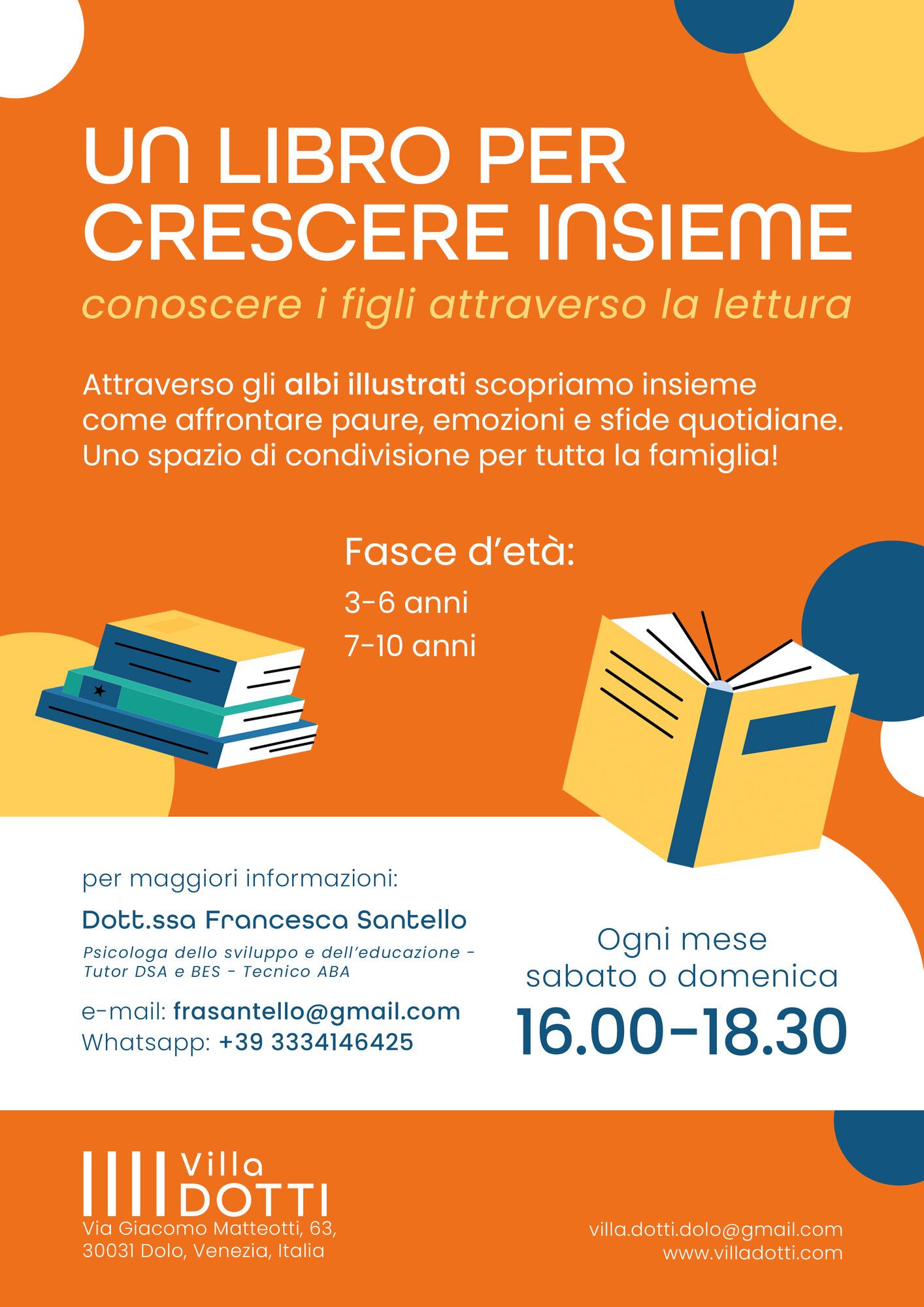 Flyer «Un libro per crescere insieme», laboratorio di lettura